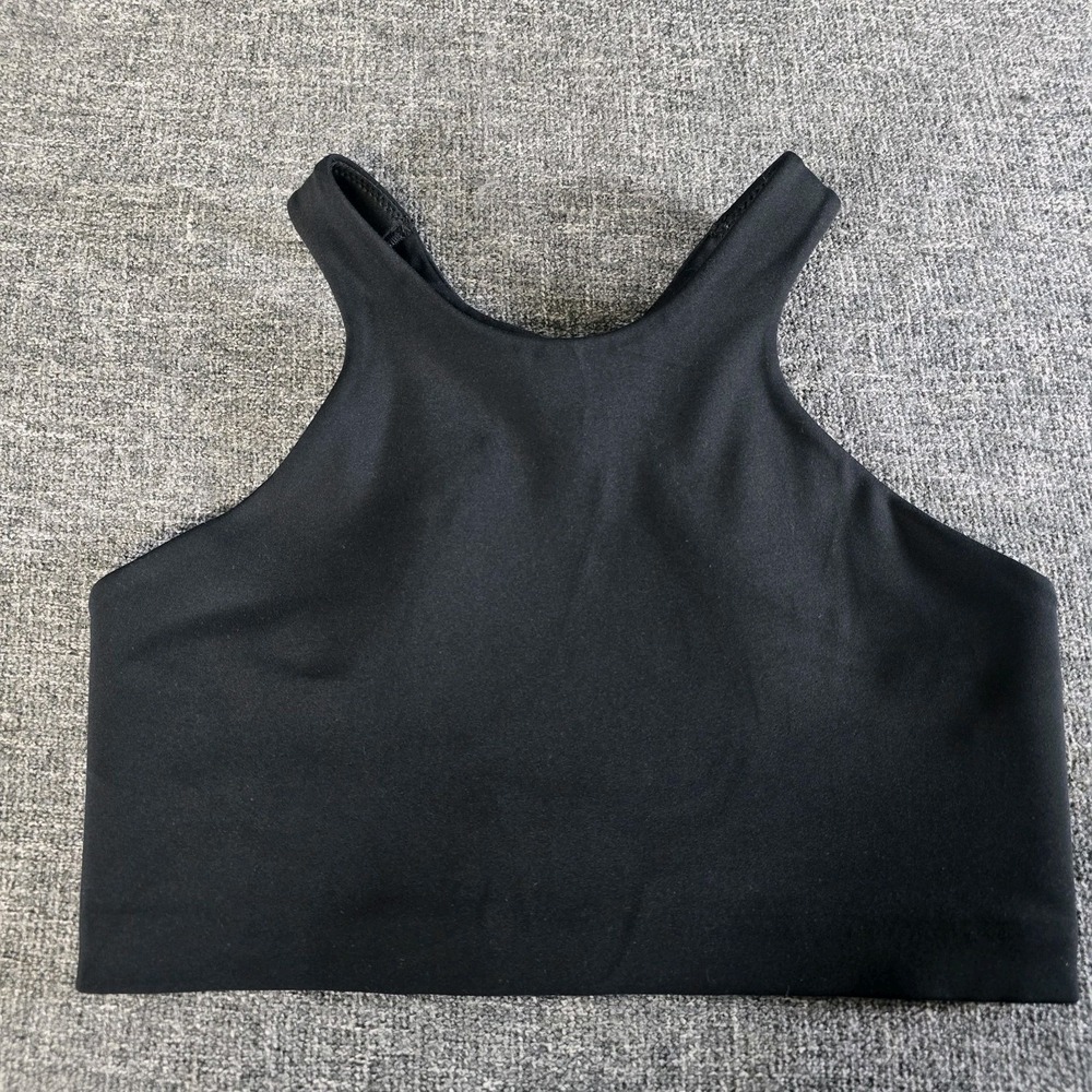 Nike Swoosh High Neck Medium Support Racerback Sports Bra Black FN2698-010 Large